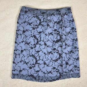 Clio Whimsigoth Dark Fairy Blue and Shimmery Black Floral Skirt